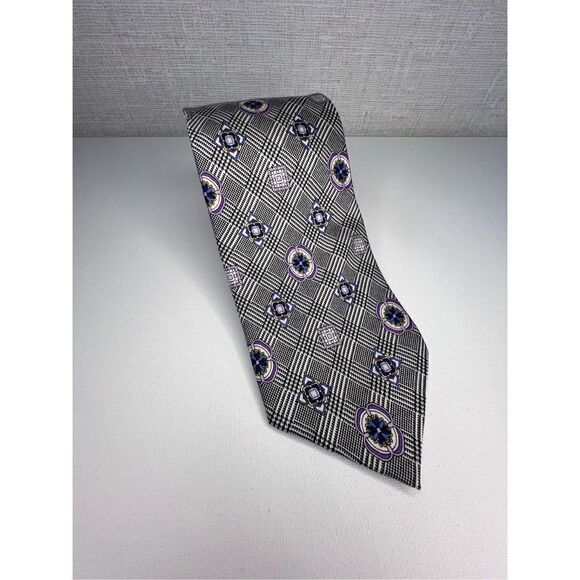 Bruno Piattelli 100% Silk Unique Geometric And Striped Patterned Tie - Picture 1 of 5